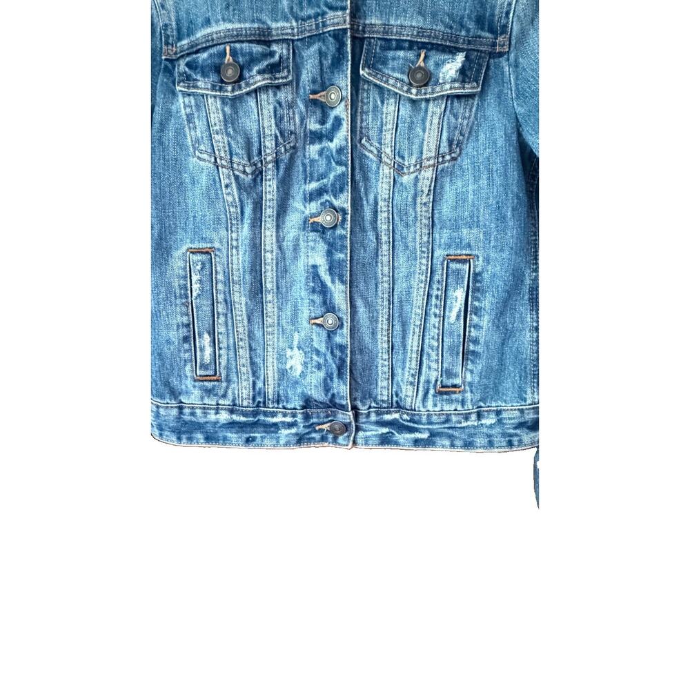 Abercrombie & Fitch Vintage Distressed Denim Trucker Jacket Y2K Women's Size M - Picture 7 of 16
